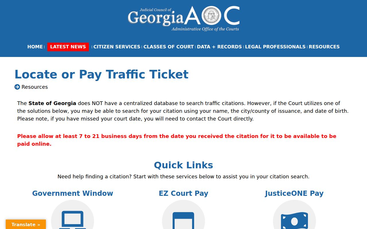 Clinch County criminal court and traffic citation directory