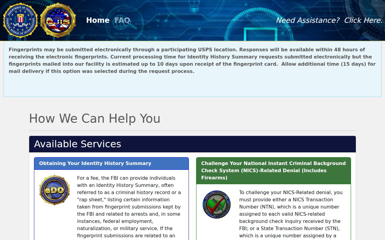Fargo criminal history FBI identity review portal