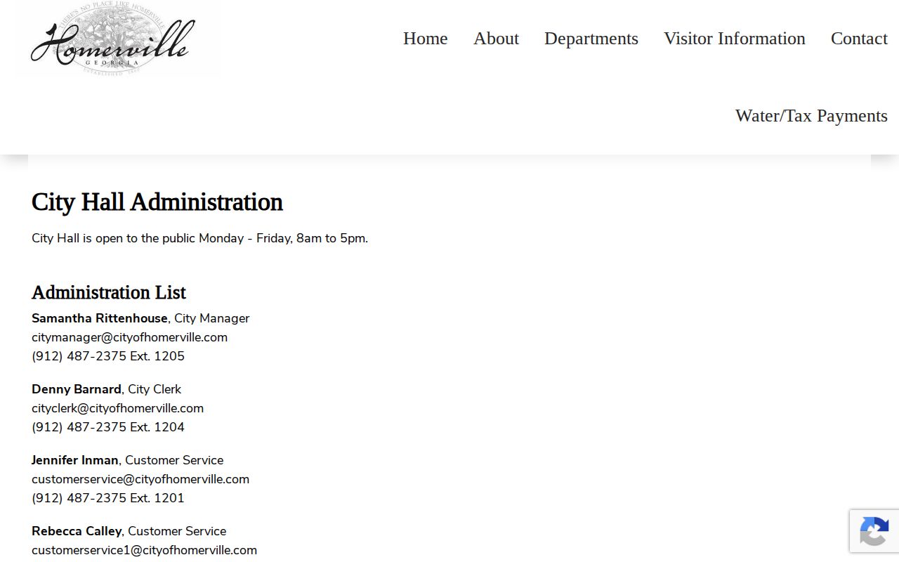 Homerville criminal records City Hall contact