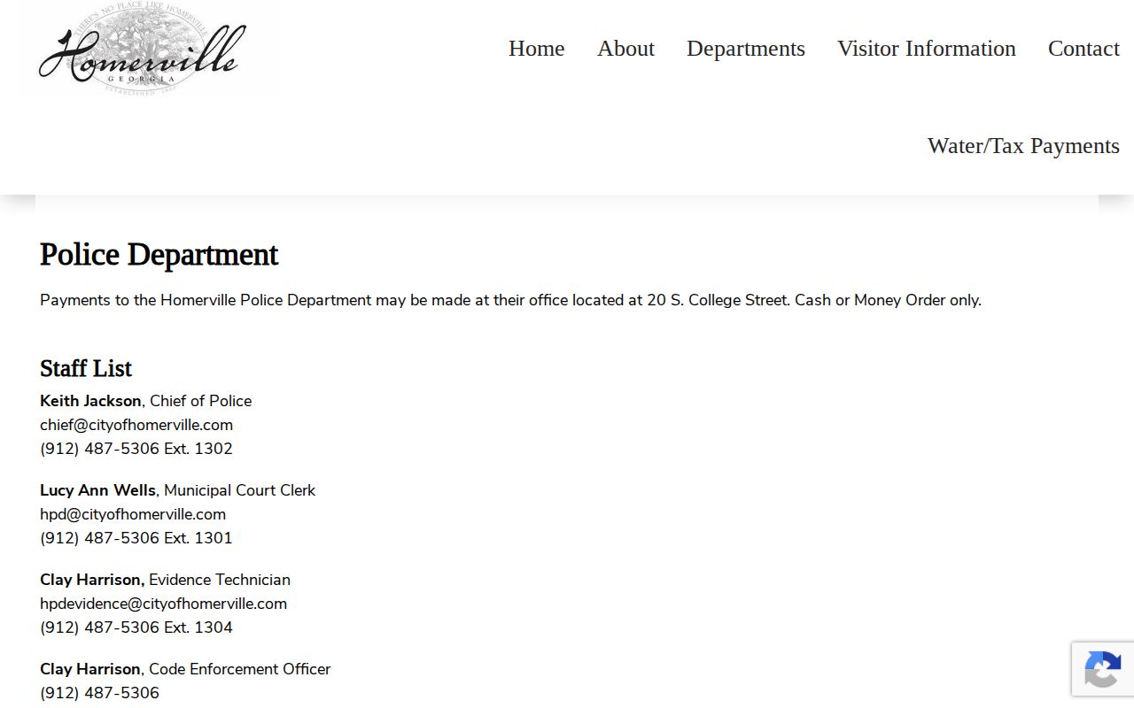 Homerville criminal history police and court contacts