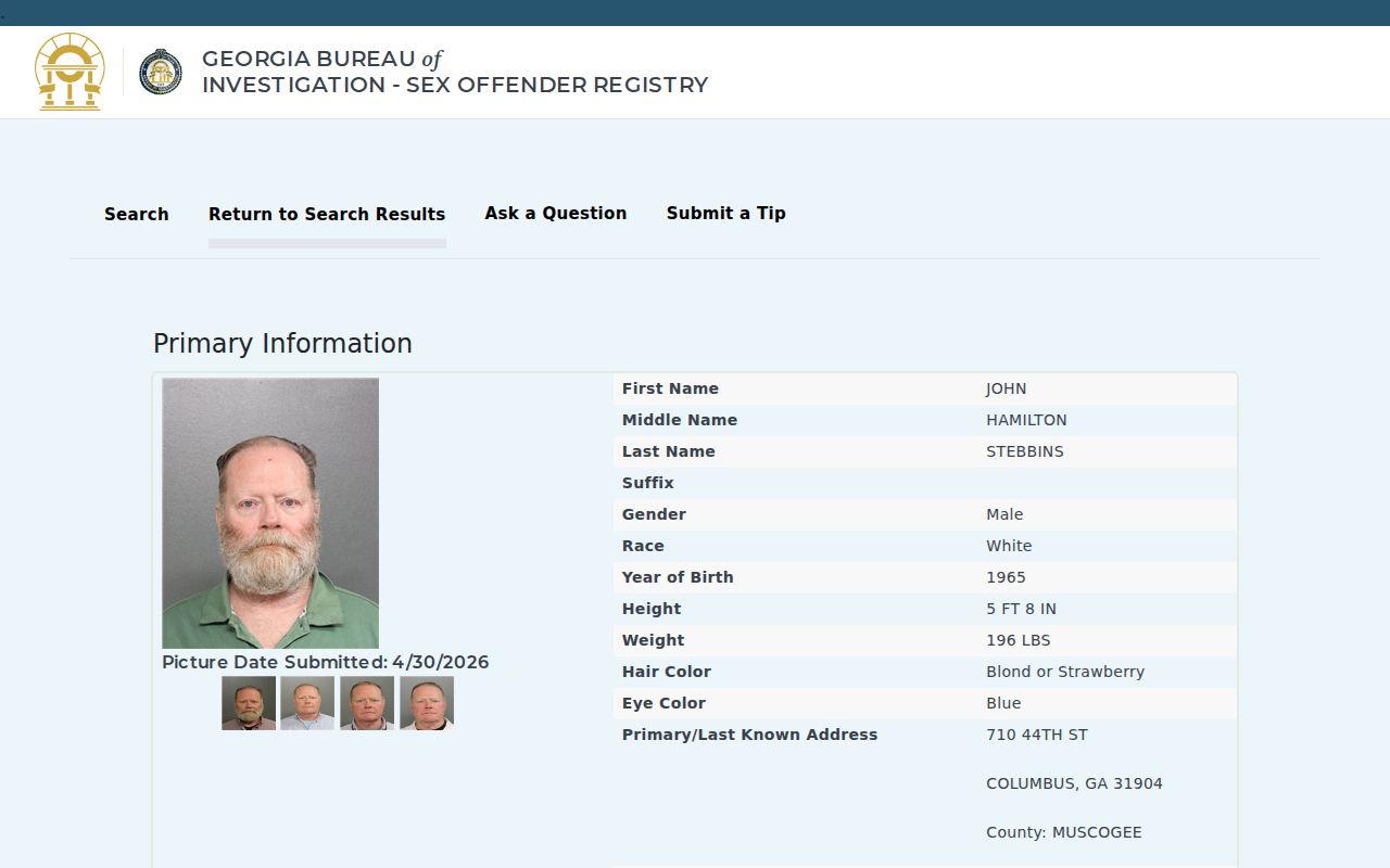 Georgia registry profile field layout
